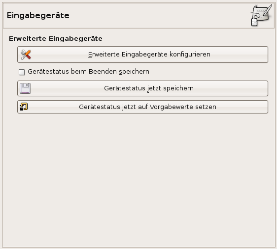 Ansicht des Dialogfensters Eingabegeräte